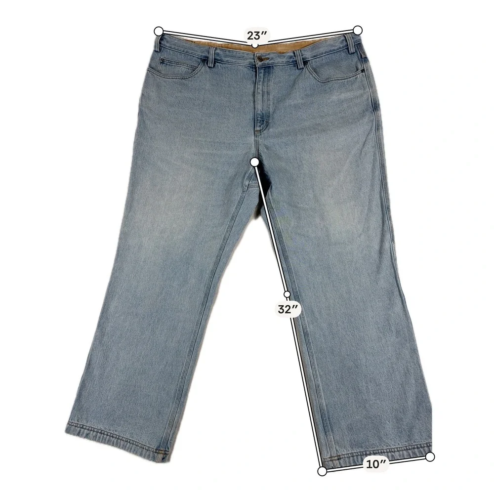 Duluth Trading Co‎ Ballrom Jeans 100% Cotton Relaxed Fit 46x32 Light Wash Blue
